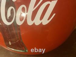 Vintage Original porcelain 24 inch Coca-Cola bottle sign button