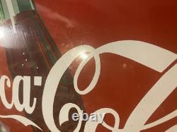 Vintage Original porcelain 24 inch Coca-Cola bottle sign button