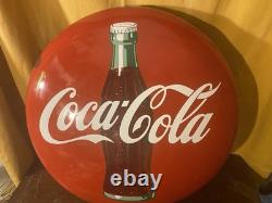 Vintage Original porcelain 24 inch Coca-Cola bottle sign button