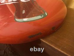 Vintage Original porcelain 24 inch Coca-Cola bottle sign button