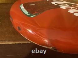 Vintage Original porcelain 24 inch Coca-Cola bottle sign button