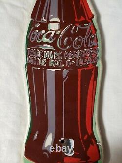 Vintage PORCELAIN Die Cut Coca Cola Coke Soda Pop Bottle for COLONIAL SIGN