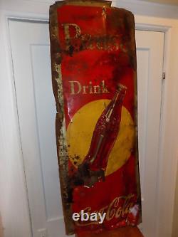 Vintage Pause Drink Coca-Cola Metal Embossed Sign