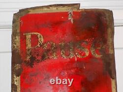 Vintage Pause Drink Coca-Cola Metal Embossed Sign