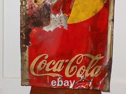 Vintage Pause Drink Coca-Cola Metal Embossed Sign