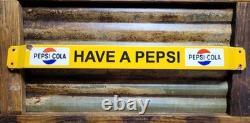 Vintage Pepsi Cola Porcelain Sign Screen Door Push Bar Soda Beverage Drink Coke