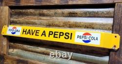 Vintage Pepsi Cola Porcelain Sign Screen Door Push Bar Soda Beverage Drink Coke