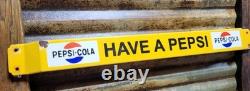 Vintage Pepsi Cola Porcelain Sign Screen Door Push Bar Soda Beverage Drink Coke