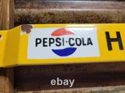 Vintage Pepsi Cola Porcelain Sign Screen Door Push Bar Soda Beverage Drink Coke