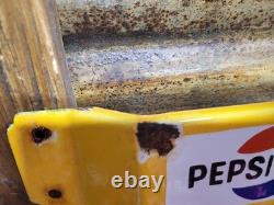 Vintage Pepsi Cola Porcelain Sign Screen Door Push Bar Soda Beverage Drink Coke
