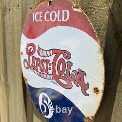 Vintage Pepsi Cola Porcelain Sign Soda Drink Pop Coke Oil Gas Station Petroliana