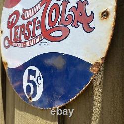 Vintage Pepsi Cola Porcelain Sign Soda Drink Pop Coke Oil Gas Station Petroliana