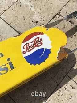 Vintage Pepsi Cola Soda Porcelain Door Push Bar Sign Country Grocery Store Coke