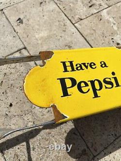 Vintage Pepsi Cola Soda Porcelain Door Push Bar Sign Country Grocery Store Coke