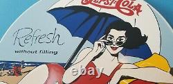 Vintage Pepsi Porcelain Glass Bottles Beach Beverage Coca Cola Service Sign