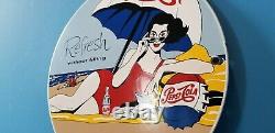 Vintage Pepsi Porcelain Glass Bottles Beach Beverage Coca Cola Service Sign