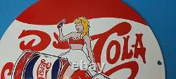 Vintage Pepsi Porcelain Glass Bottles Girl Beverage Coca Cola Gas Service Sign