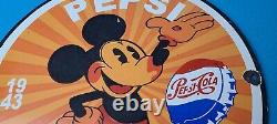 Vintage Pepsi Porcelain Mickey Mouse Beverage Coca Cola Gas Pump Service Sign