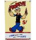 Vintage Popeye Cola Porcelain Sign Sales Service Gas Oil Coca Pop Eye Olive Oyl
