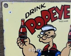 Vintage Popeye Cola Porcelain Sign Sales Service Gas Oil Coca Pop Eye Olive Oyl