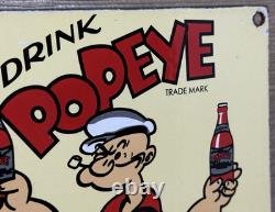 Vintage Popeye Cola Porcelain Sign Sales Service Gas Oil Coca Pop Eye Olive Oyl