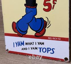 Vintage Popeye Cola Porcelain Sign Sales Service Gas Oil Coca Pop Eye Olive Oyl