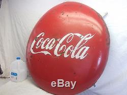Vintage Porcelain Coca Cola Button Sign 36 Gas Station Soda Pump