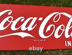 Vintage Porcelain Coca Cola Coke Soda Pop Advertising Sled SIGN
