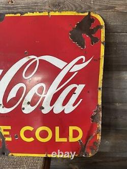 Vintage Porcelain Coca Cola Drink Coca Cola Ice Cold Sign