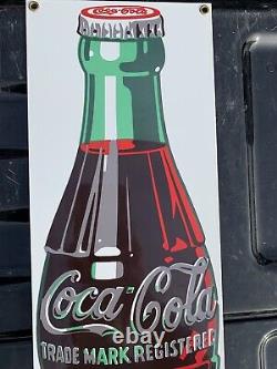Vintage Porcelain Enamel Coca Cola Bottle Sign Advertisement A
