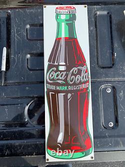 Vintage Porcelain Enamel Coca Cola Bottle Sign Advertisement B