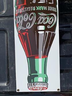 Vintage Porcelain Enamel Coca Cola Bottle Sign Advertisement B