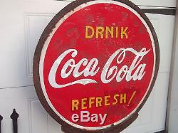 Vintage Porcelain Lollipop Coca Cola Sign withstand 1938 2 Sided Gas Station sign