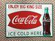 Vintage RARE 1960s Coca Cola Coke Big King Size Soda Ice Metal Tin Sign