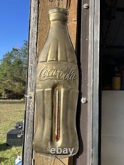 Vintage RARE Copper Coca-Cola Coke Bottle Thermometer Sign 30 x 9 SODA