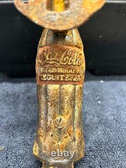 Vintage RUSTY Cast Iron Coca-Cola Bottle Door Push Sign 8