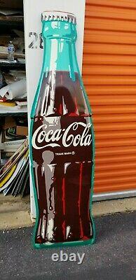Vintage Rare 1940s 6 Foot Coca Cola Bottle Metal Sign