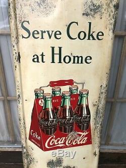 Vintage Rare 1947 Original Coca Cola Carton Pilaster Sign 41 x 16