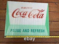 Vintage Rare Coca Cola Drink Machine Illuminated Sign Glass Pause And Refresh