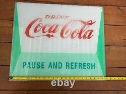 Vintage Rare Coca Cola Drink Machine Illuminated Sign Glass Pause And Refresh
