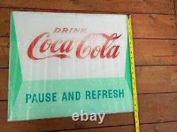 Vintage Rare Coca Cola Drink Machine Illuminated Sign Glass Pause And Refresh