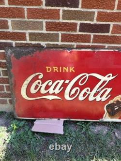 Vintage Rare Drink Coca-Cola Advertising Sign 1941 Single Sided Tin 59 X 23