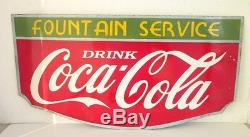 Vintage Rare Old Drink Coca Cola Fountain Service Ad Porcelain Enamel Sign Board