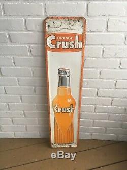 Vintage Rare Orange Crush Sign Metal Sign Barker 1967 81/4x 351/4