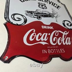 Vintage Route 66 Coca Cola Porcelain Sign Curb Service Soda Diner Pump Sign