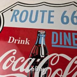 Vintage Route 66 Coca Cola Porcelain Sign Gas Pump Soda Diner Sign