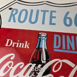 Vintage Route 66 Coca Cola Porcelain Sign Gas Pump Soda Diner Sign