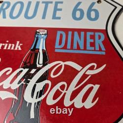 Vintage Route 66 Coca Cola Porcelain Sign Gas Pump Soda Diner Sign