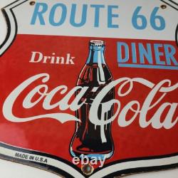 Vintage Route 66 Coca Cola Porcelain Sign Gas Pump Soda Diner Sign