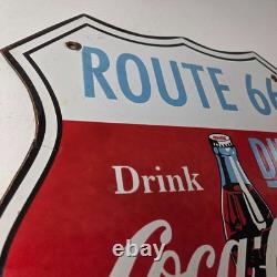 Vintage Route 66 Coca Cola Porcelain Sign Gas Pump Soda Diner Sign